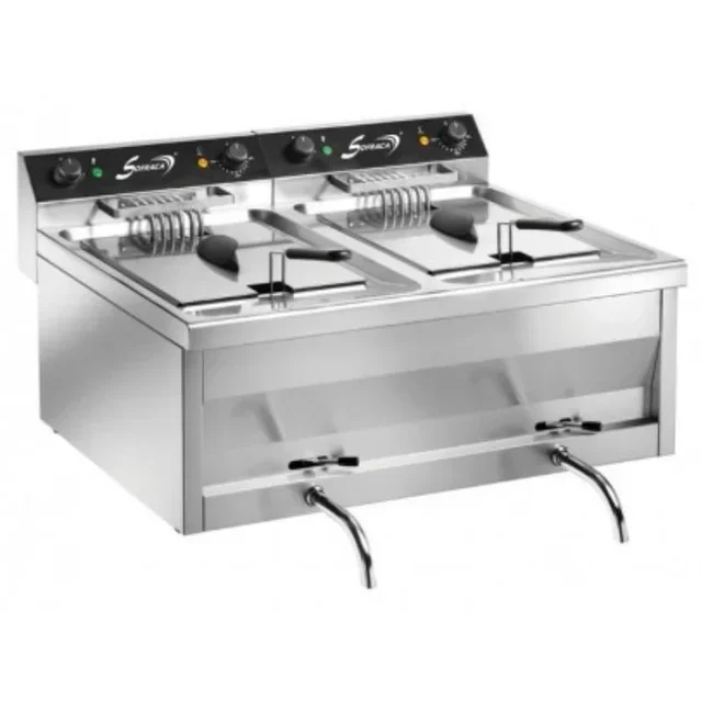 Friteuse Électrique Professionnelle 2 Bacs 9L avec Robinet de Vidange - Double Cuve à Poser