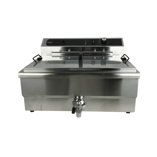 Professionelle Elektro-Fritteuse 25 Liter mit Ablasshahn