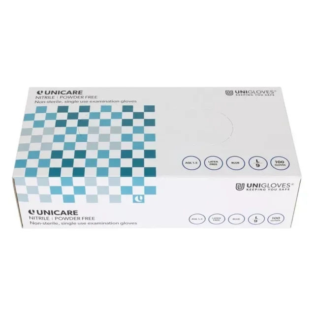 Blue Nitrile Disposable Gloves Powder-Free - Large Size - Box of 100 Units