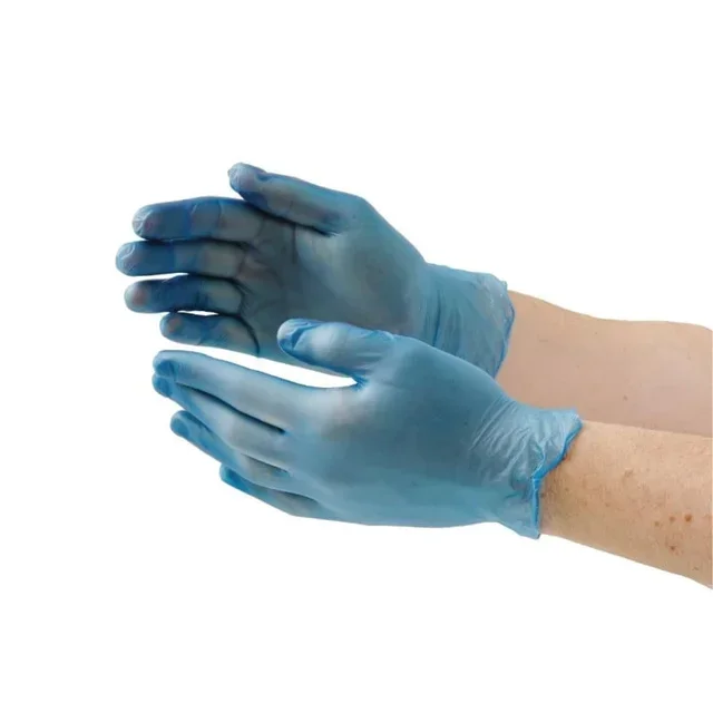 Disposable Vinyl Gloves Powdered Blue Size S - Box of 100 Food Service Units