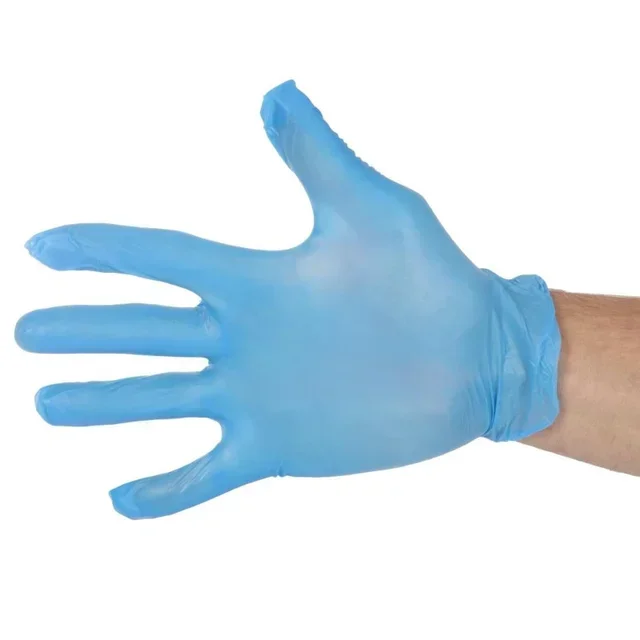 Blue Vinyl Disposable Gloves Size M Powder-Free - Box of 100 Pieces