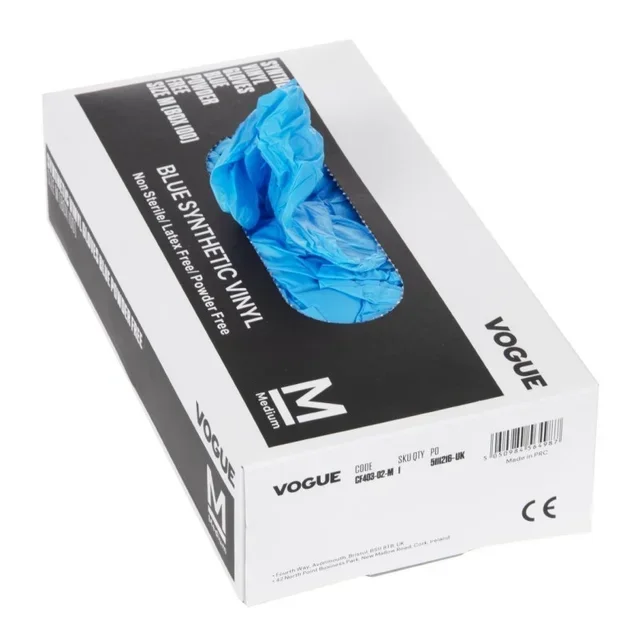 Einweg-Vinylhandschuhe Blau Größe M Puderfrei - Box mit 100 Stück
