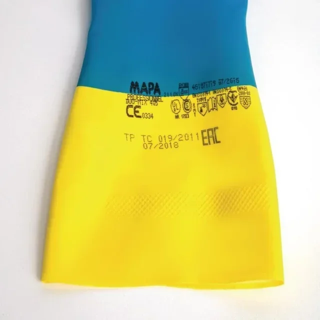 Mapa 405 Lightweight Waterproof Chemical Protection Gloves - Two-Tone Blue/Yellow - Size XL