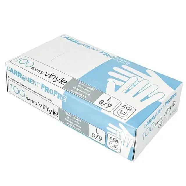 Disposable Vinyl Gloves Size L - Box of 100 Powder-Free