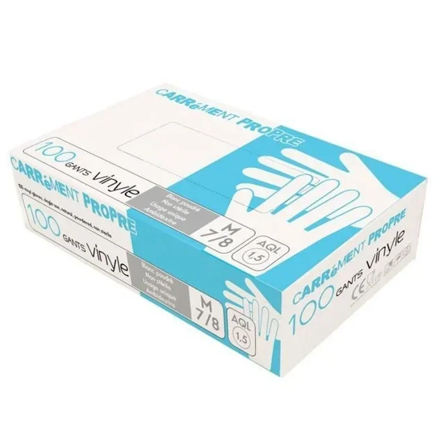 Disposable Vinyl Gloves Size M - Box of 100 units