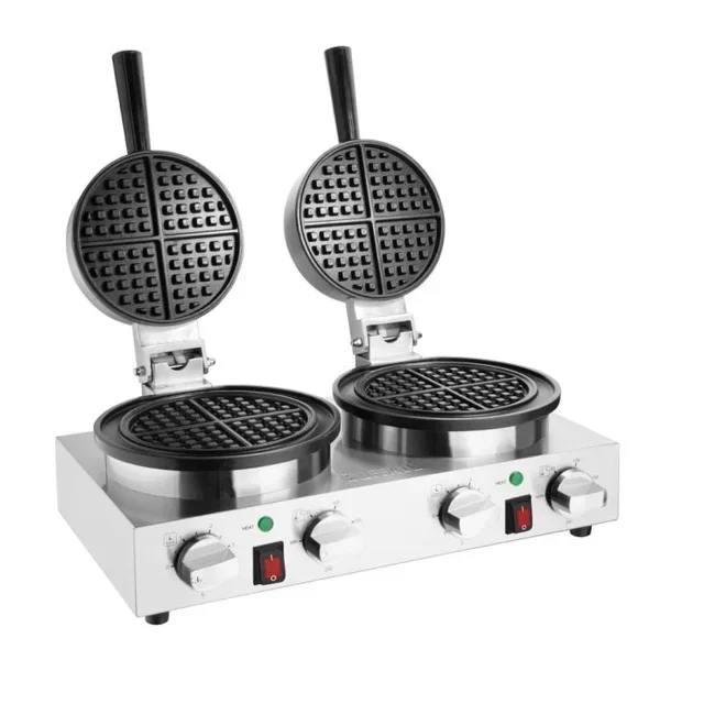 Belgian Round Waffle Maker Double Plates