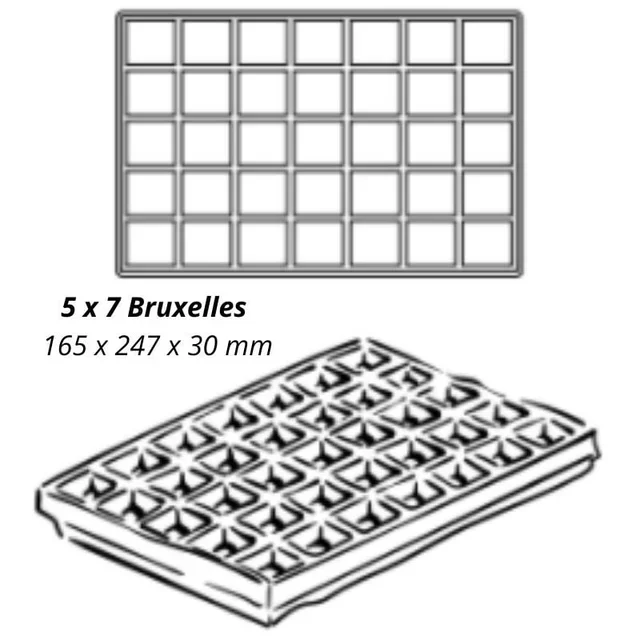 Gofrera Profesional Apertura 180° - 5 Gofres Rectangulares 7x13cm