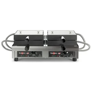 Professional Dual Waffle Maker 4x6 Round with 180° Flat Opening