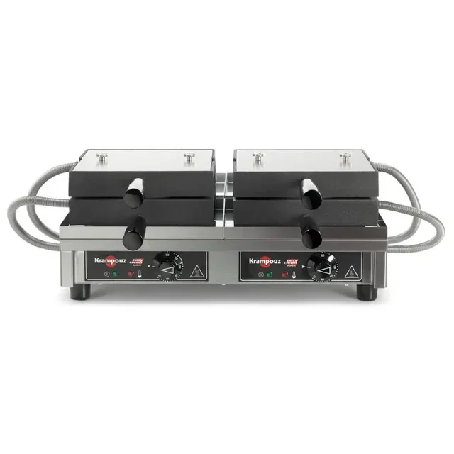 Double Professional Waffle Maker with 180 Degree Opening - Round Plates