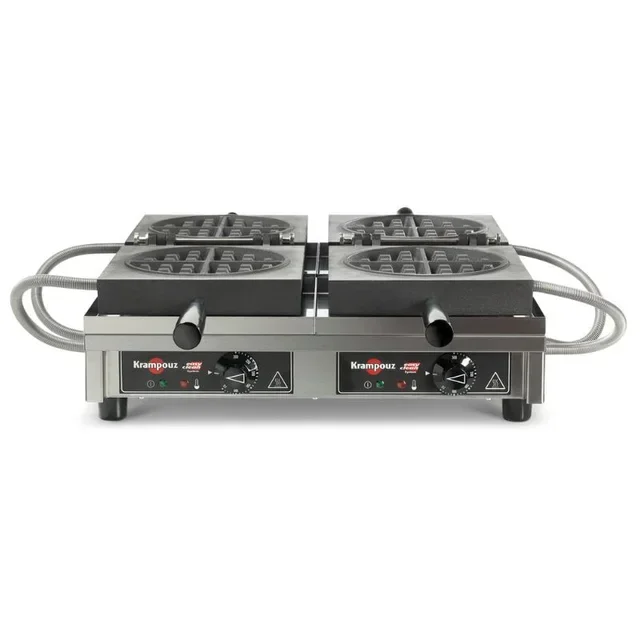 Double Professional Waffle Maker with 180 Degree Opening - Round Plates
