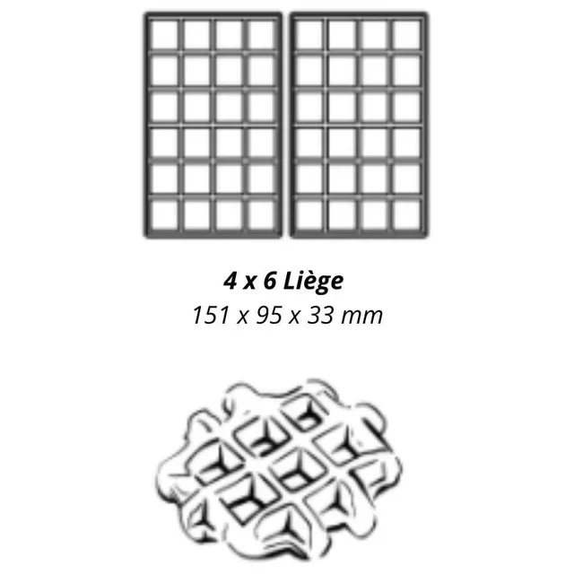 Gofrera Profesional Apertura 180° - 4x6 Lieja
