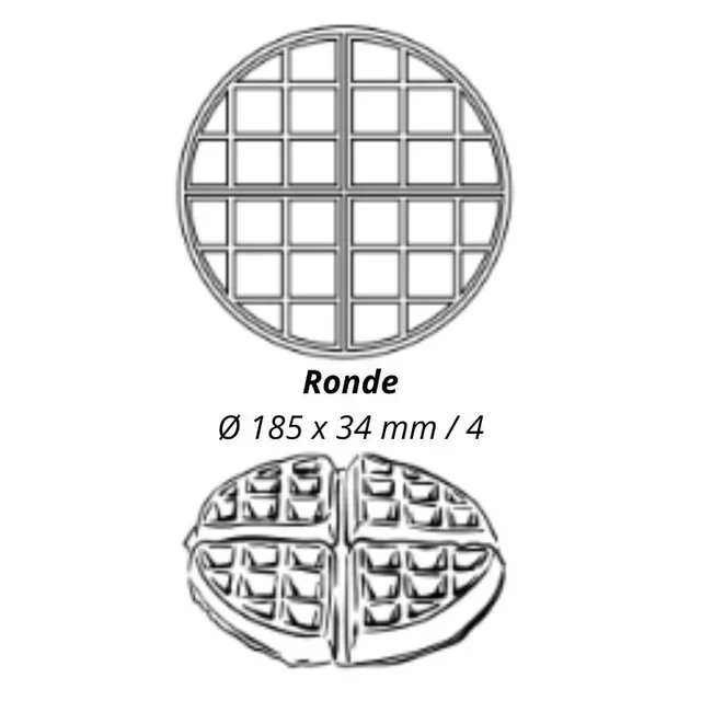 Gaufrier Professionnel Ouverture 90° Ronde