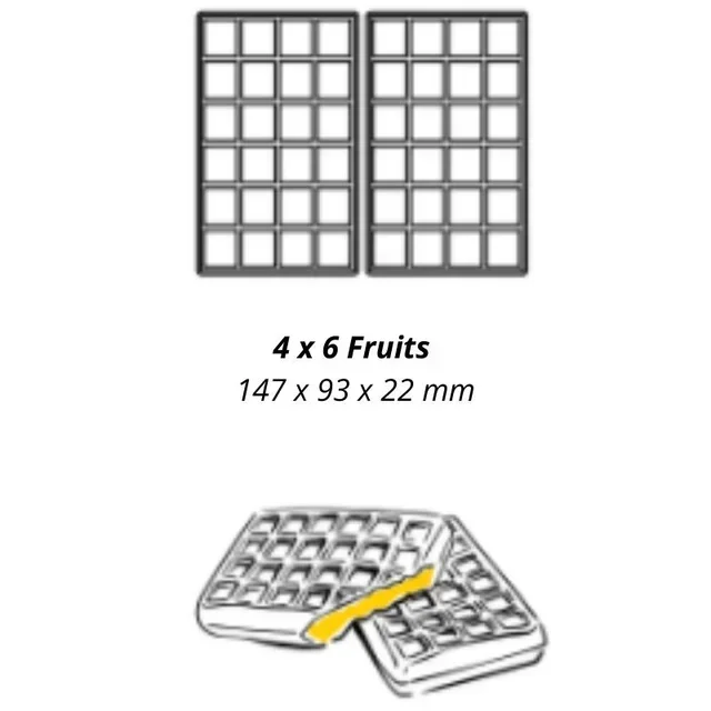 Liège Waffeleisen Pro 180° - Horizontale Drehung - 24 Rechteckige Formen