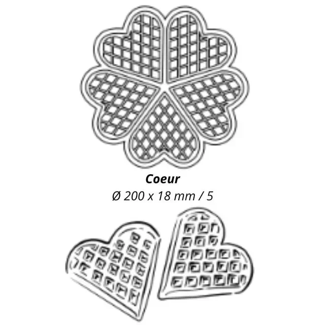 Professional Rotary Waffle Maker 180° - Left/Right Side Tilt - Heart Plates
