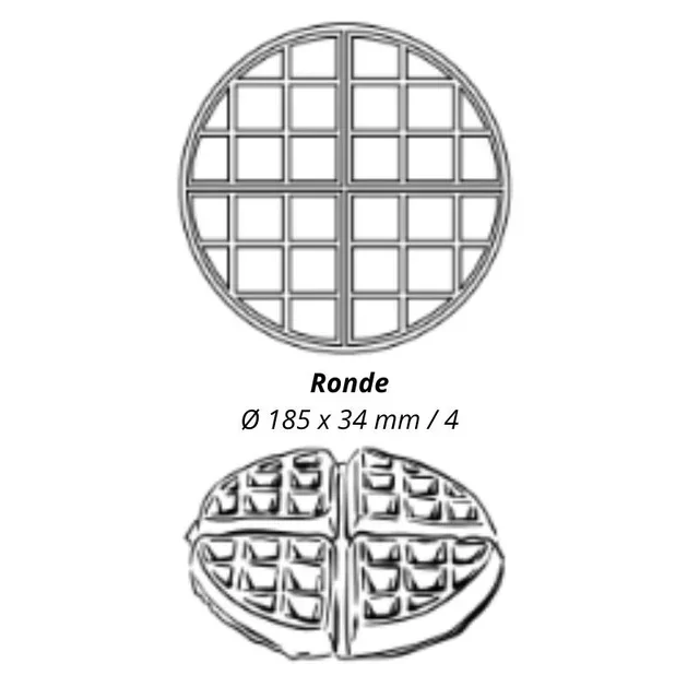Professional Waffle Maker 180° Opening - Left/Right Rotating Tilt - Round Plates