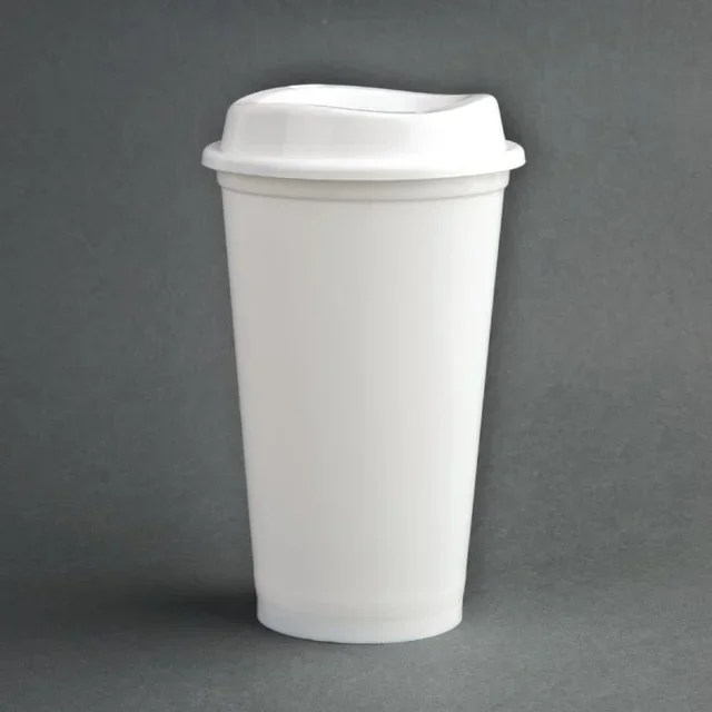 Reusable Coffee Cups with Polypropylene Lids - Pack of 25 Units