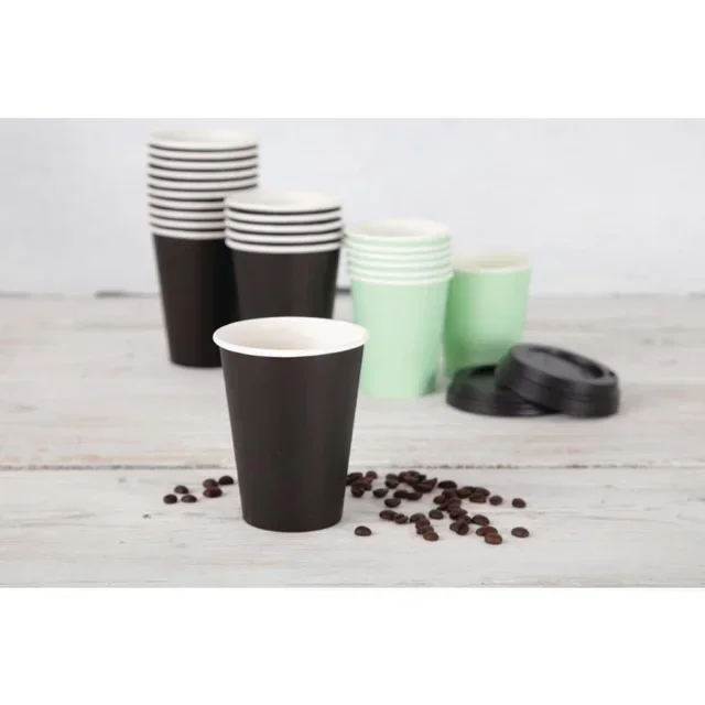Black Paper Cups 225 ml Hot Drinks - Pack of 50