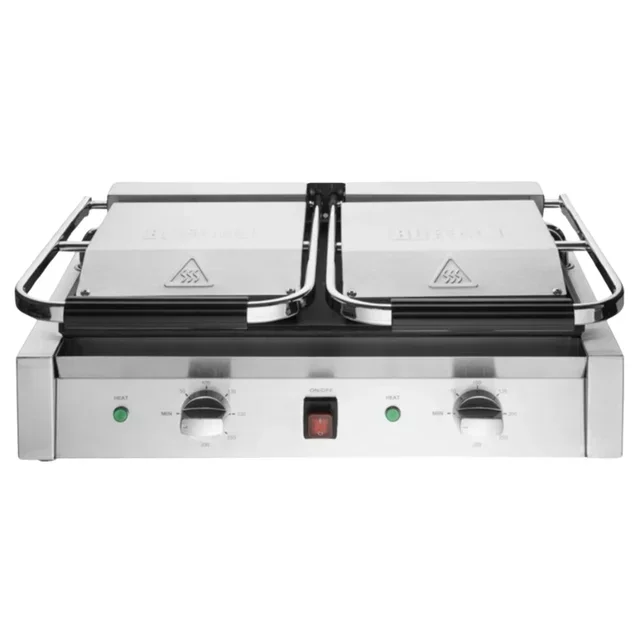 Grill de Contact Double Face - Plaques Rainurées et Lisses Interchangeables