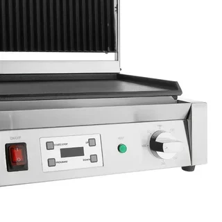 Large Single Contact Grill - Interchangeable Grooved and Smooth Plates