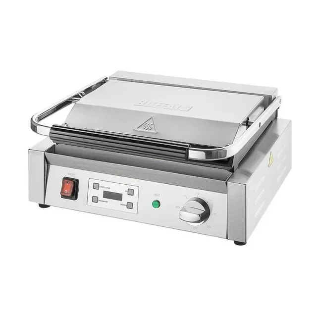 Large Single Contact Grill - Interchangeable Grooved and Smooth Plates