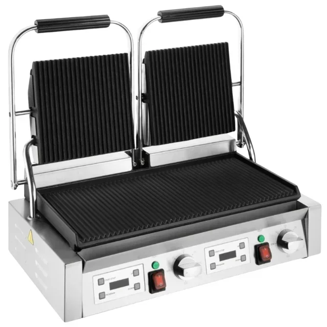 Grelha de Contato Profissional com Duplas Placas Estriadas