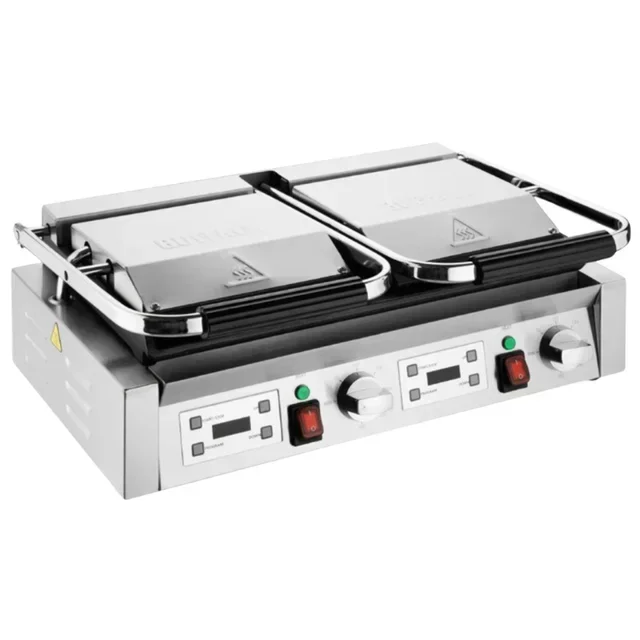 Commercial Contact Grill with Double Ribbed Plates