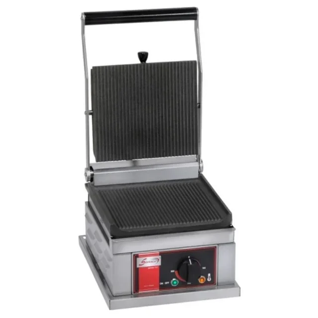 Compact Panini Grill - Double Ribbed Non-Stick Plates