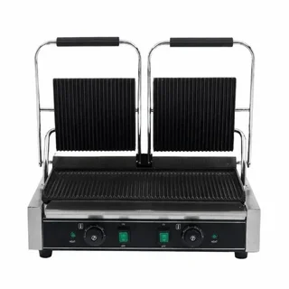 Double Panini Grill - Ribbed Cooking Plates