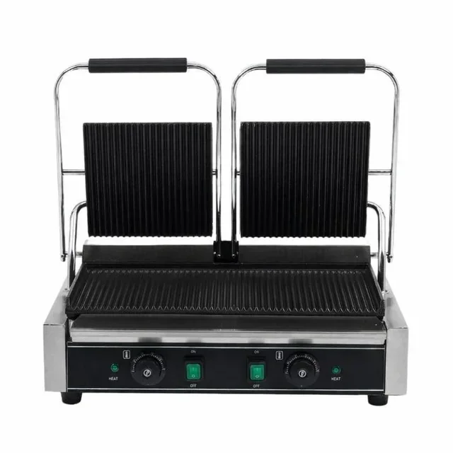 Double Panini Grill - Ribbed Cooking Plates