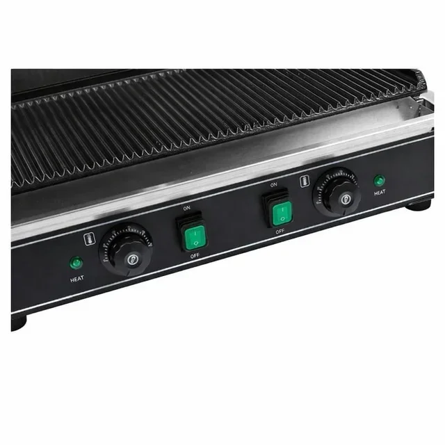 Double Panini Grill - Ribbed Cooking Plates