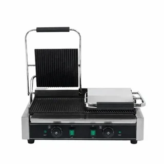 Double Panini Grill - Ribbed Cooking Plates