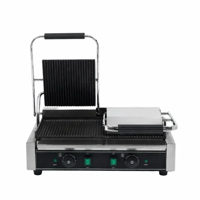 Double Panini Grill - Ribbed Cooking Plates