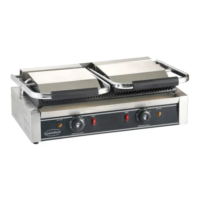 Double Panini Grill - Ribbed Cooking Plates