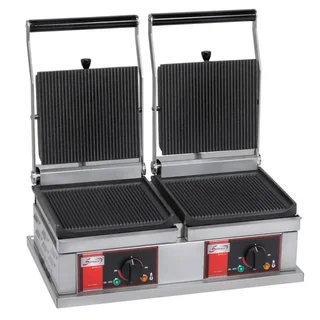 Doppelter Panini-Grill mit 4 gerillten Platten