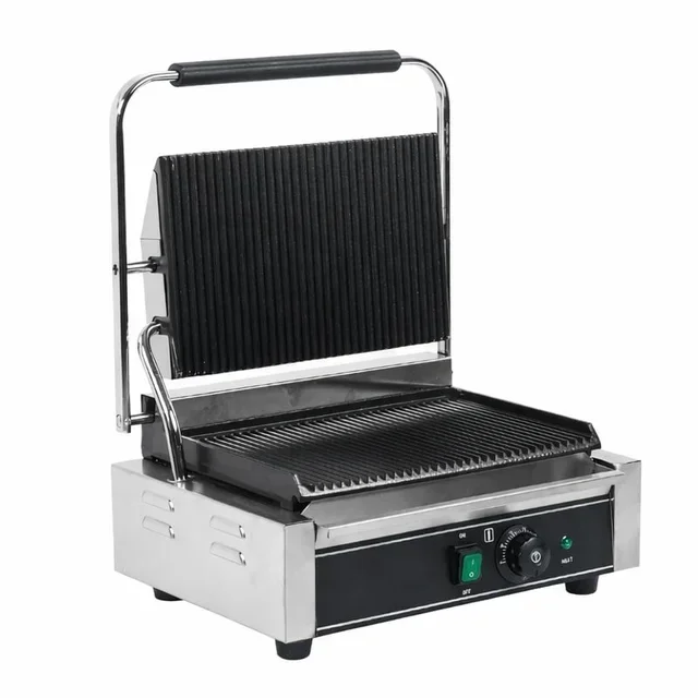 Large Panini Grill Ribbed Plate High Power