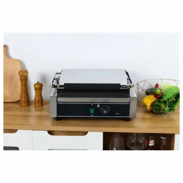 Large Panini Grill Ribbed Plate High Power
