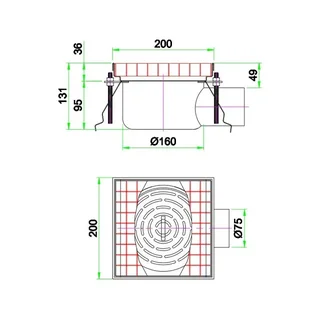 Outdoor Floor Drain 20x20 cm - Patio Garden Drainage