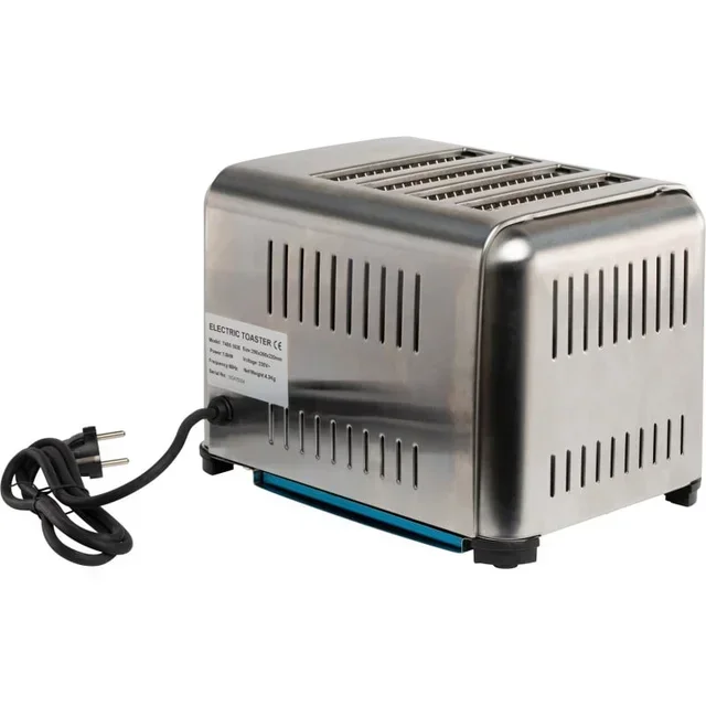 Tostadora 4 Rebanadas Acero Inoxidable - Ranura Doble Ancha