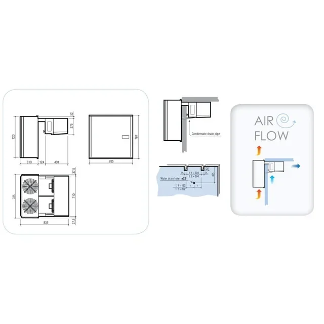 Unità di Refrigerazione Positiva per Cellula Frigorifera 14,5-22,5 m³ - Gruppo Condensante Monoblocco