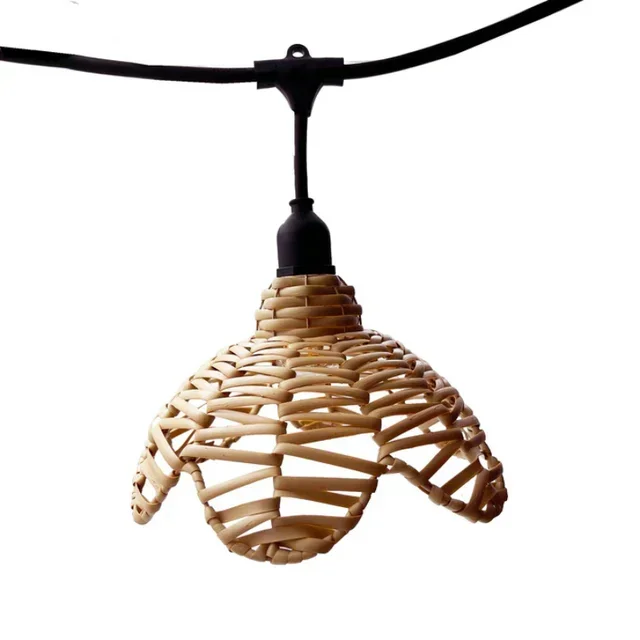 Guirlande Guinguette 6m Raccordable avec Abat-Jour Rotin - Flower Light
