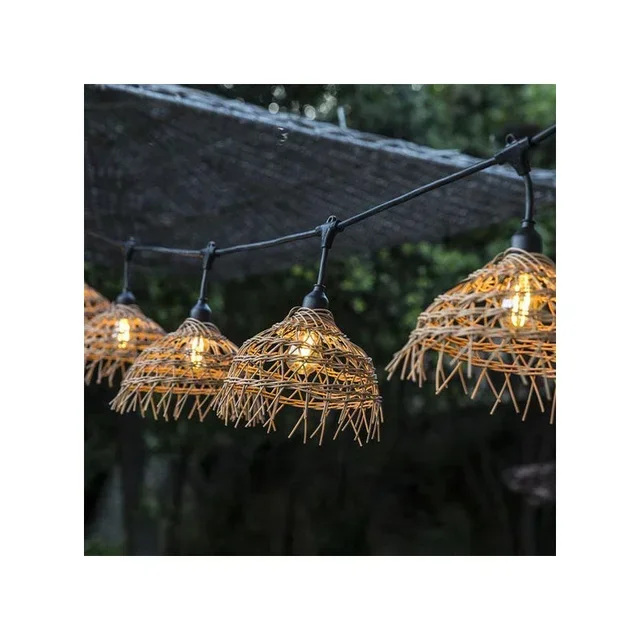 Outdoor Lichterkette mit Rattan Lampenschirm 6 Meter - Hawai Light