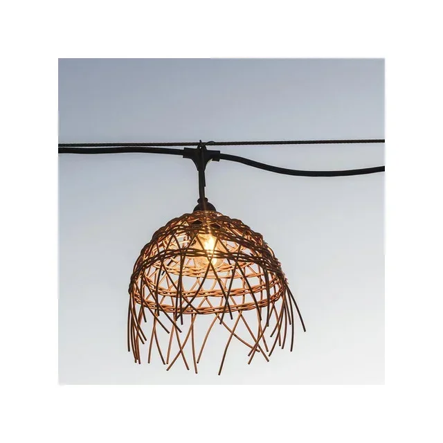 Outdoor String Lights with Rattan Lampshade 6 meters - Hawai Light