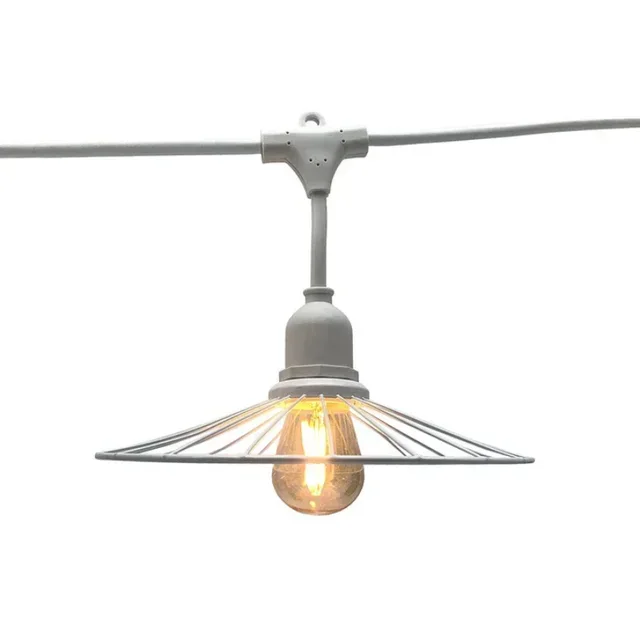 Connectable Bistro String Lights 6m with Metal Lampshade - White Chic Light