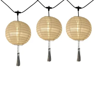 Outdoor Solar String Lights 7.5m with Fabric Lanterns - LED Decorative Lighting Garden Patio