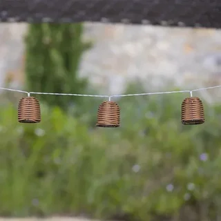 Solar-Lichterkette Rattan 3,8m Formentera - Geflochtener Lampenschirm