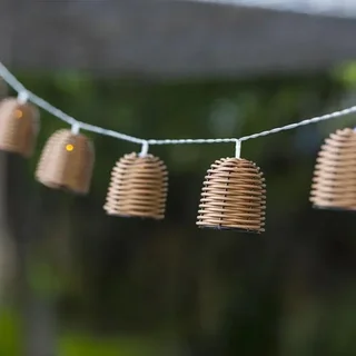 Solar-Lichterkette Rattan 3,8m Formentera - Geflochtener Lampenschirm