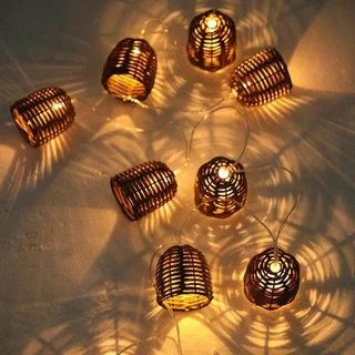 Solar-Lichterkette Rattan 3,8m Formentera - Geflochtener Lampenschirm