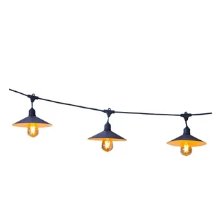 Solar String Lights 6m Steel Shade Vinty Light