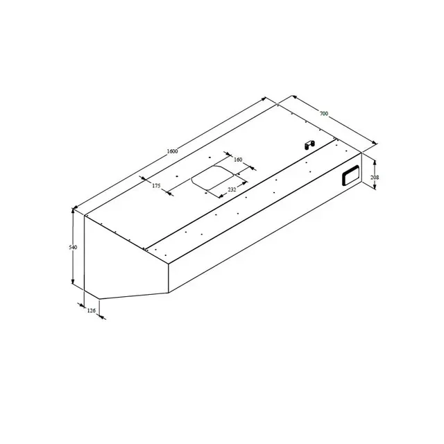 Professional Wall-Mounted Extraction Hood 160 cm - Integrated Motor, LED Lighting and Speed Regulator