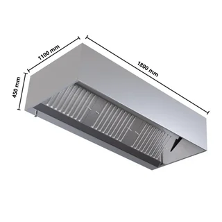 Professional Cubic Hood 1100 mm Depth with LED Lighting - Motorless Version - Length 1800 mm